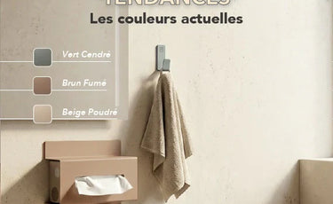 Gamme Tendances BIOM Paris - accessoires muraux Vert Cendré, Brun Fumé, Beige Poudré