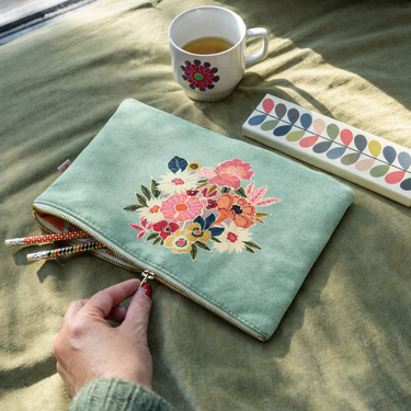 Pochette Velours 19x28 cm KIMIKO celadon