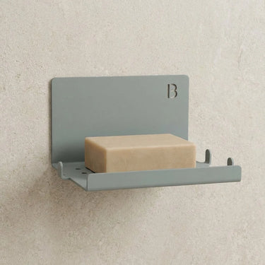 Porte savon mural acier inoxydable vert cendré avec savon — BIOM Paris